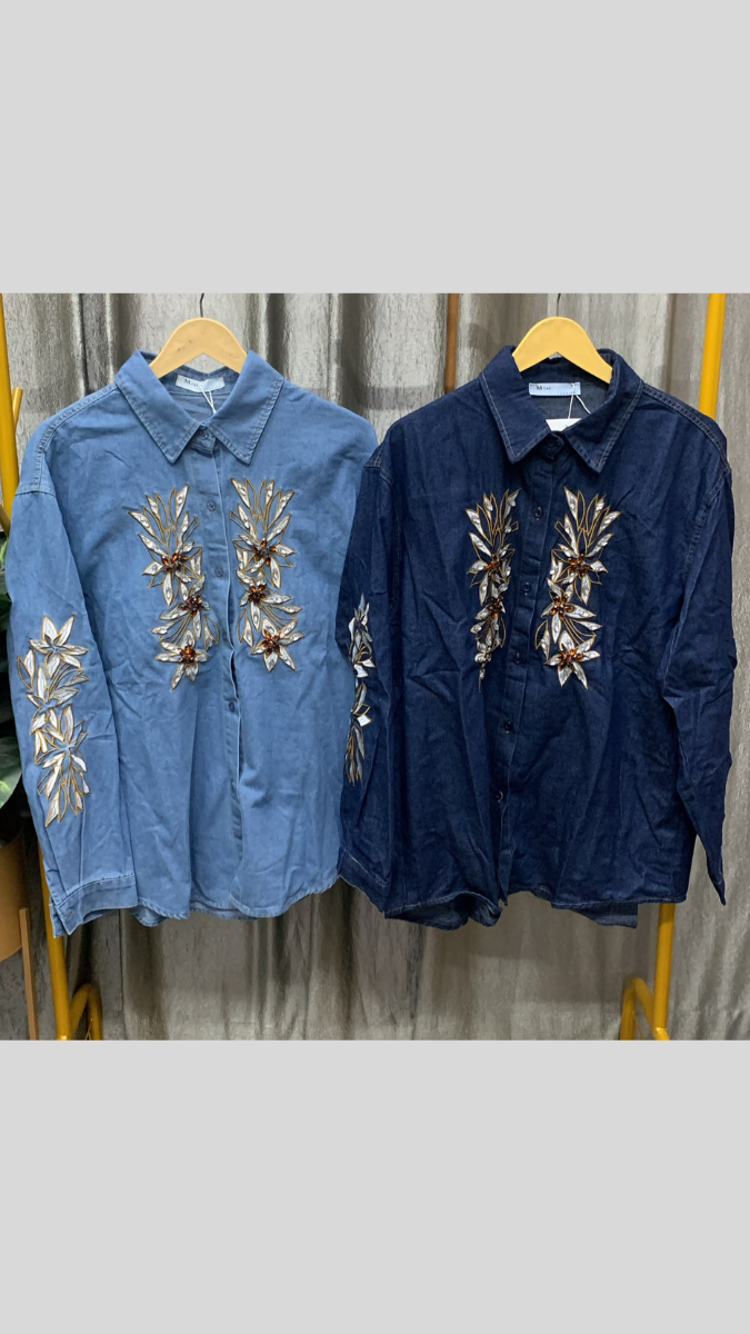Stylish Designed Sleeve And Front Denim Shirt FC2566