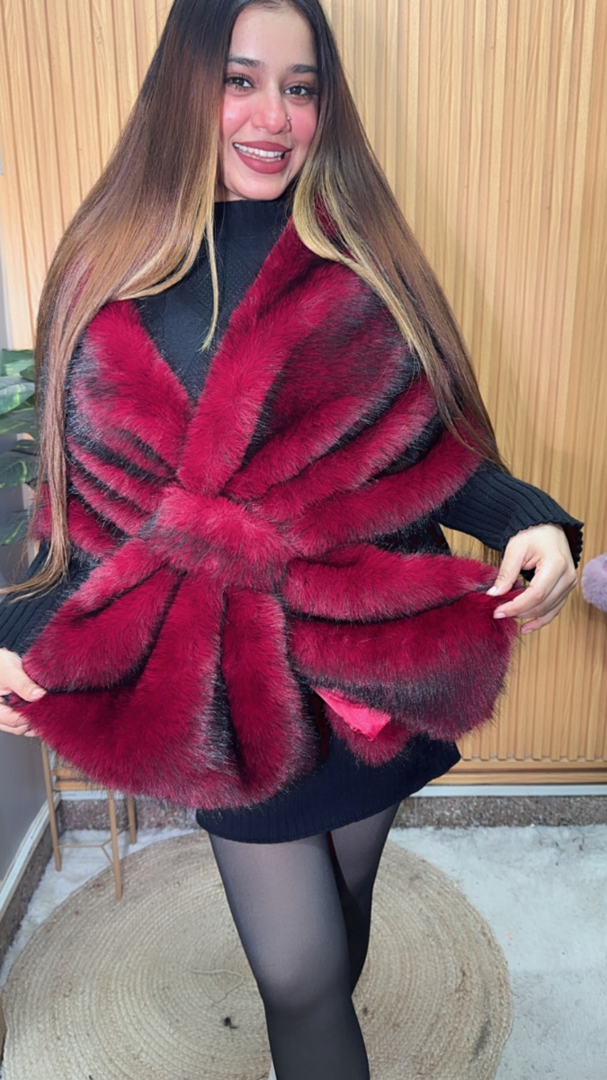Stylish Faux Fur Wrap Around Cape FC2068