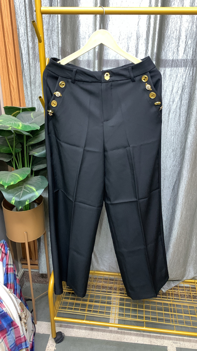 Stylish Golden Button Embedded Pant FC2511