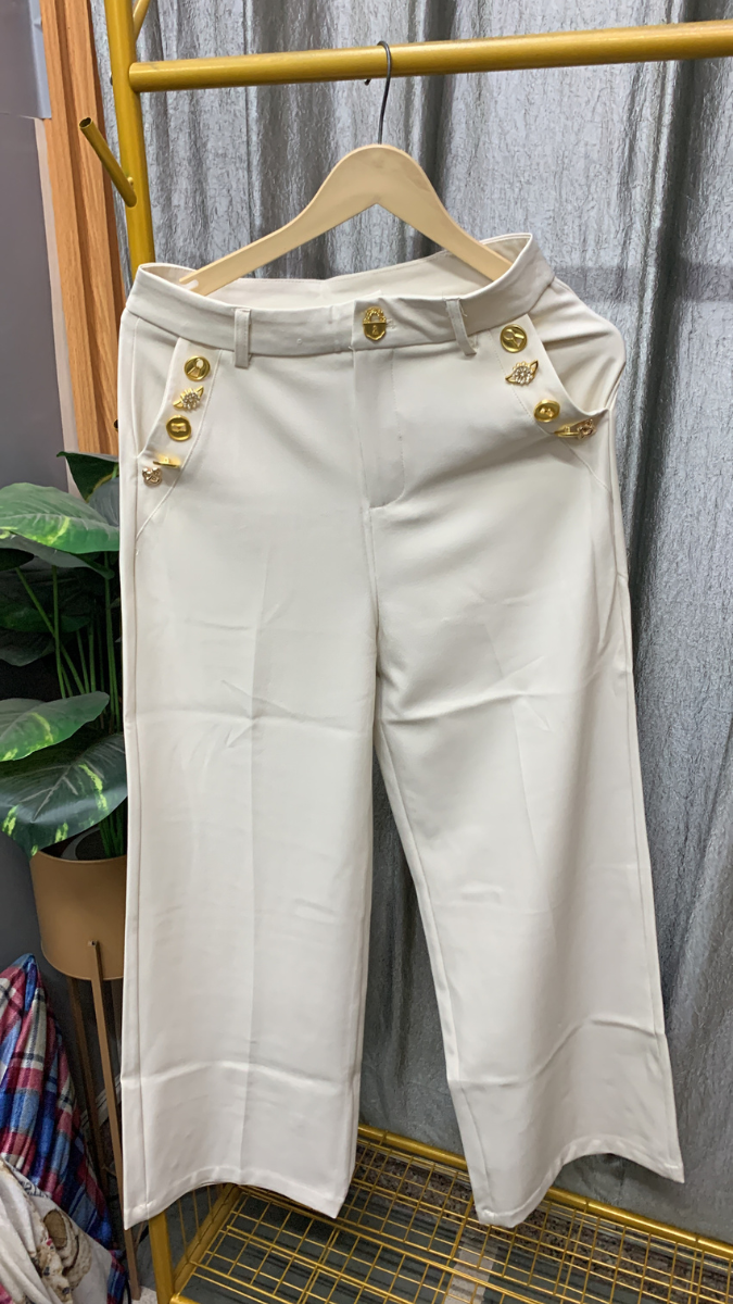 Stylish Golden Button Embedded Pant FC2511