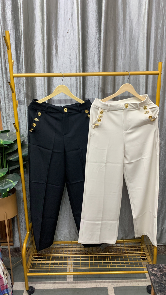Stylish Golden Button Embedded Pant FC2511