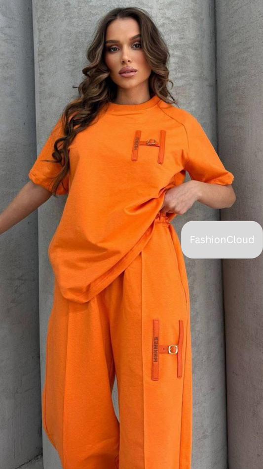 Stylish H Embedded Wide Leg Coord Set FC1786