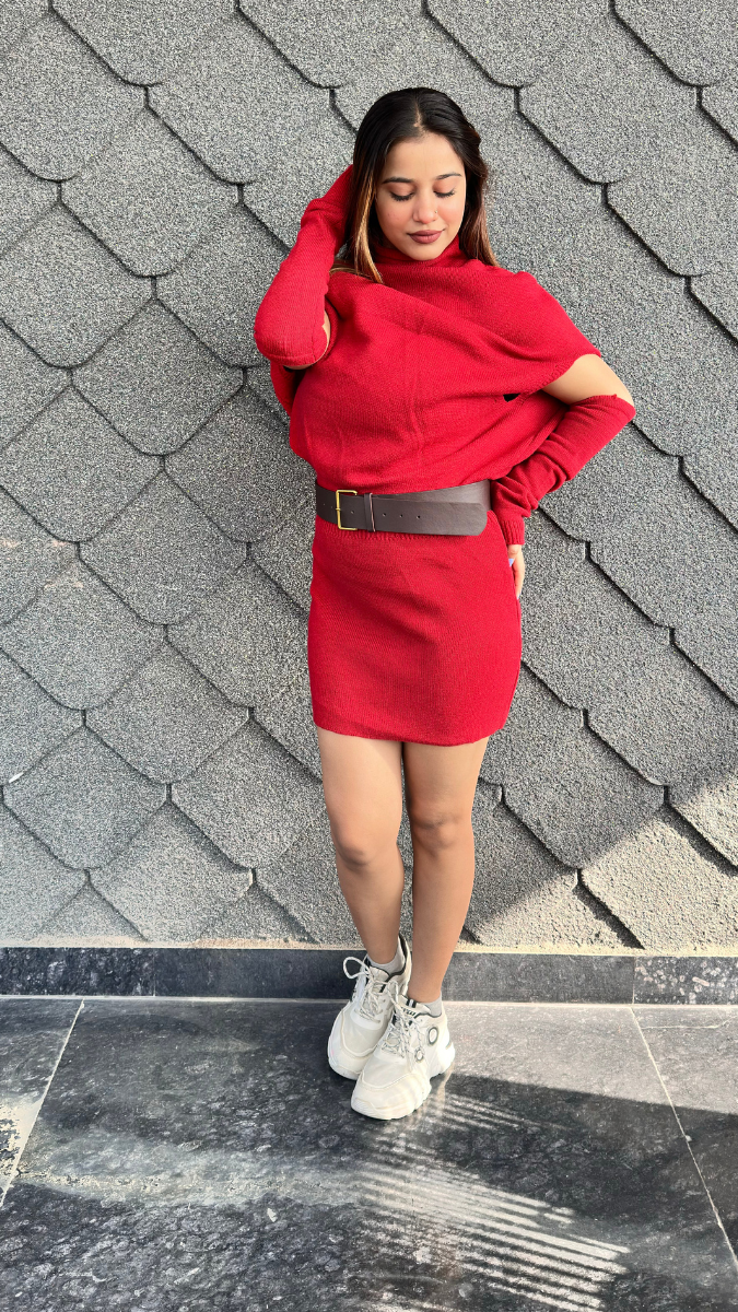 Stylish Hand Gloves With Loose Neckline Mini Dress FC2030