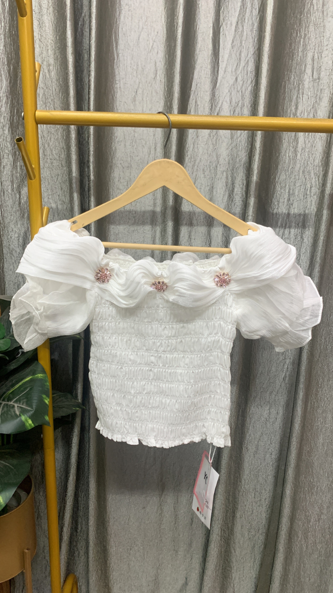 Stylish Neckline Balloon Half Sleeve Top FC2552