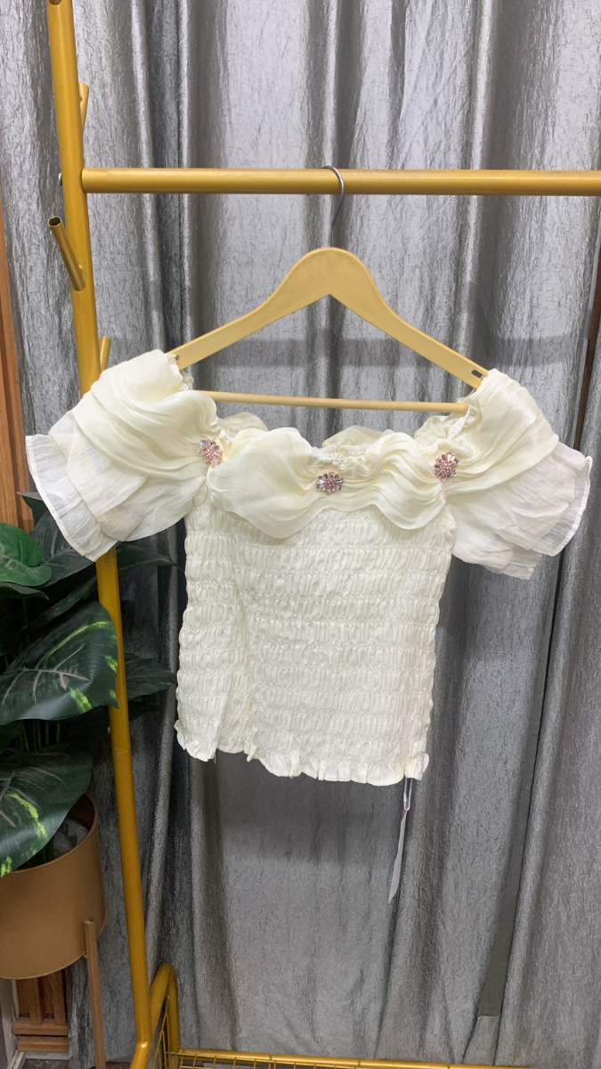 Stylish Neckline Balloon Half Sleeve Top FC2552
