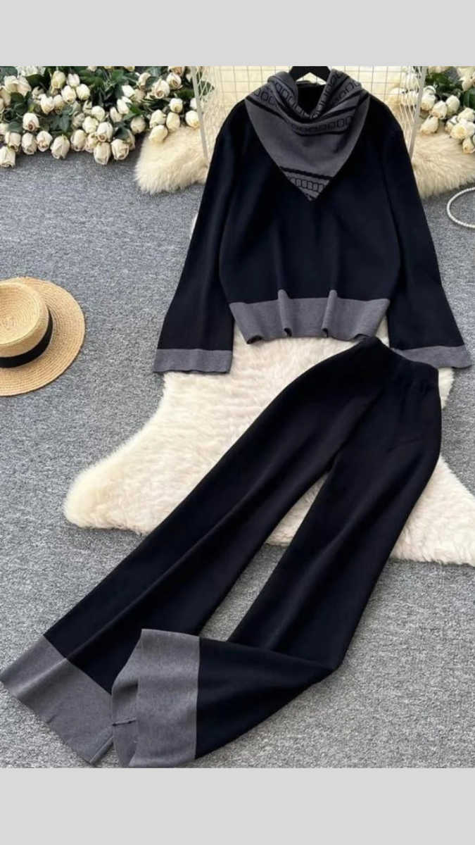 Stylish Scarf With Loose Top And Pant Coord Set FC2009