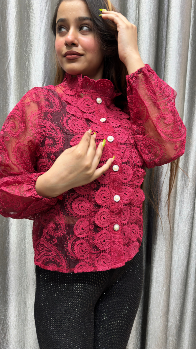Stylish See Trough Crochet Top FC2141