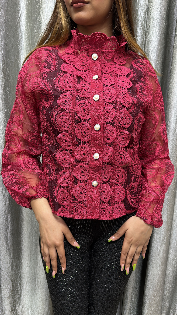 Stylish See Trough Crochet Top FC2141