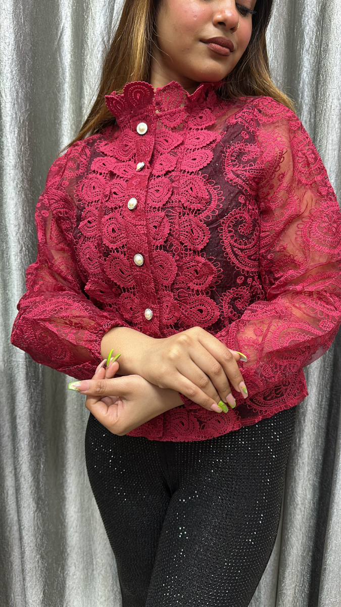 Stylish See Trough Crochet Top FC2141