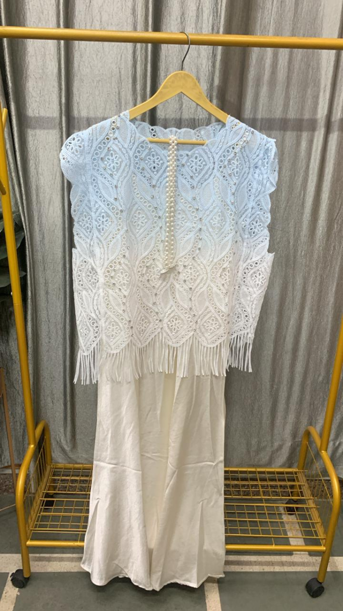 Stylish Shrug With Tassel End Satin Dress FC2434