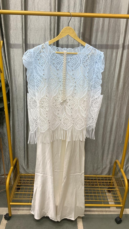 Stylish Shrug With Tassel End Satin Dress FC2434