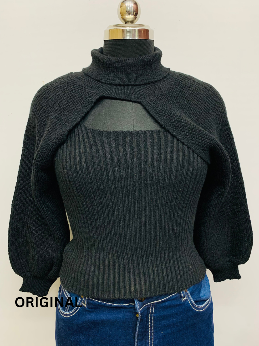 Stylish Shrug with Strap Sleeve Winter Top