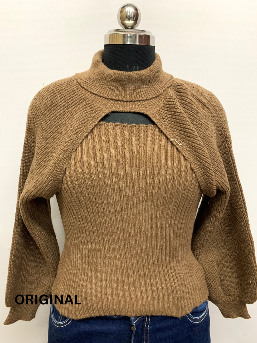 Stylish Shrug with Strap Sleeve Winter Top