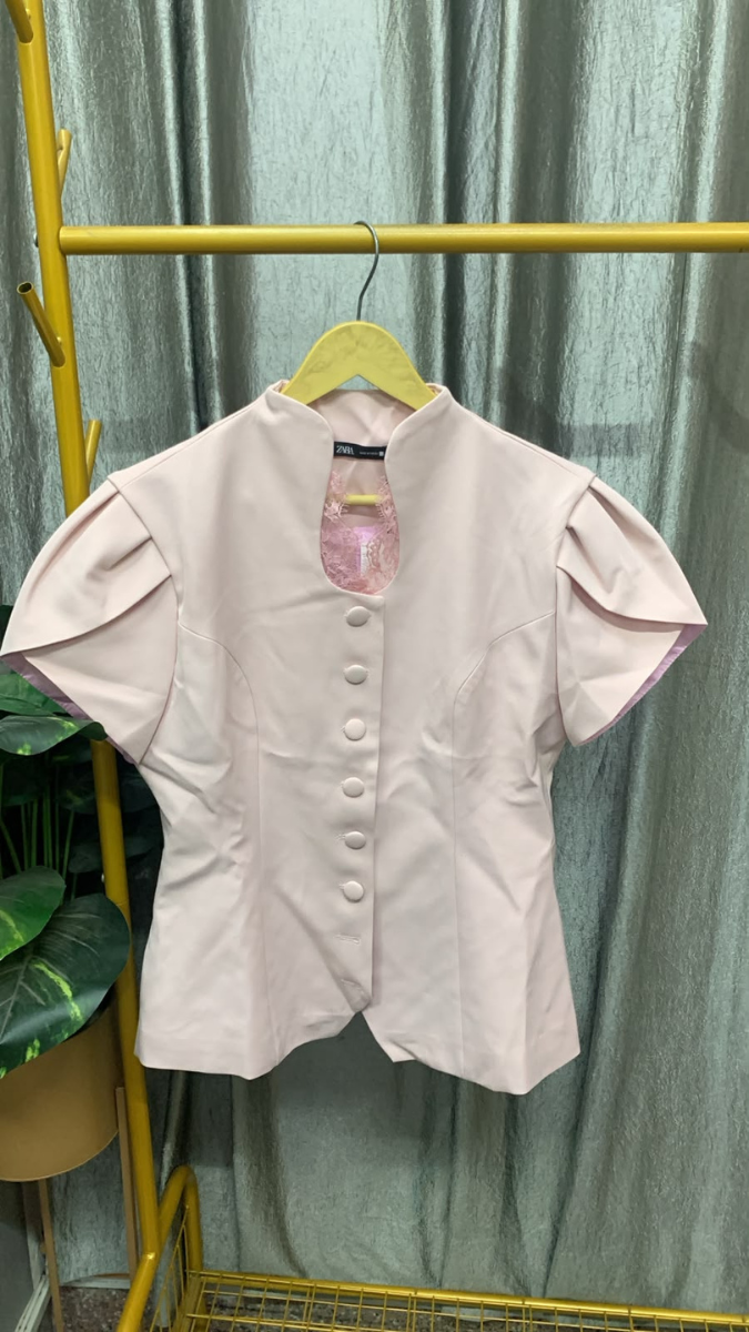 Stylish Sleeve And Neckline With Button Front Top FC2593