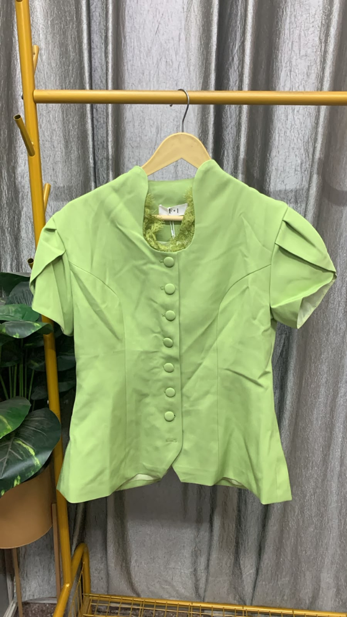 Stylish Sleeve And Neckline With Button Front Top FC2593