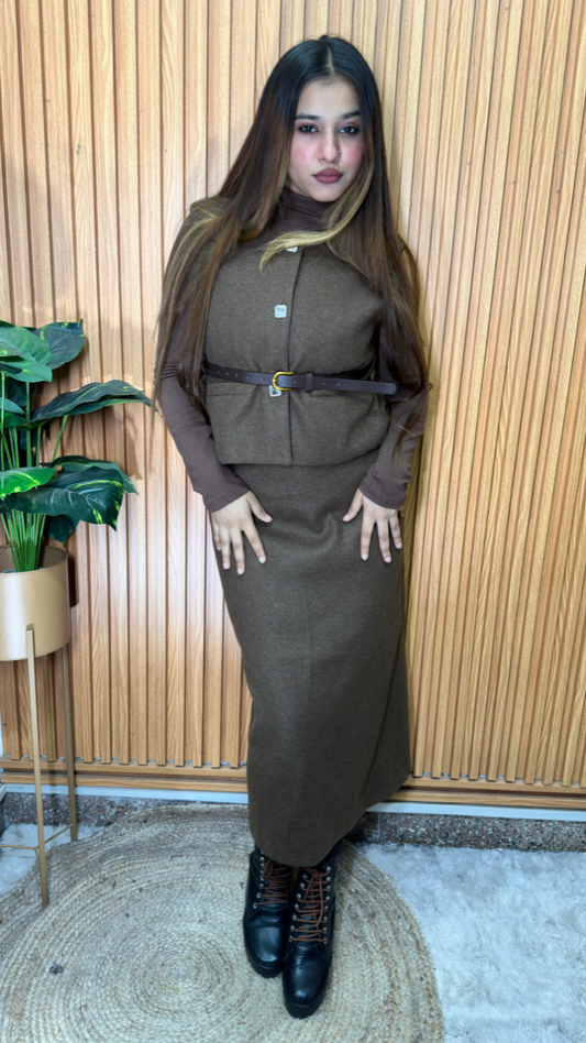 Stylish Tweed Skirt Top Set FC2103