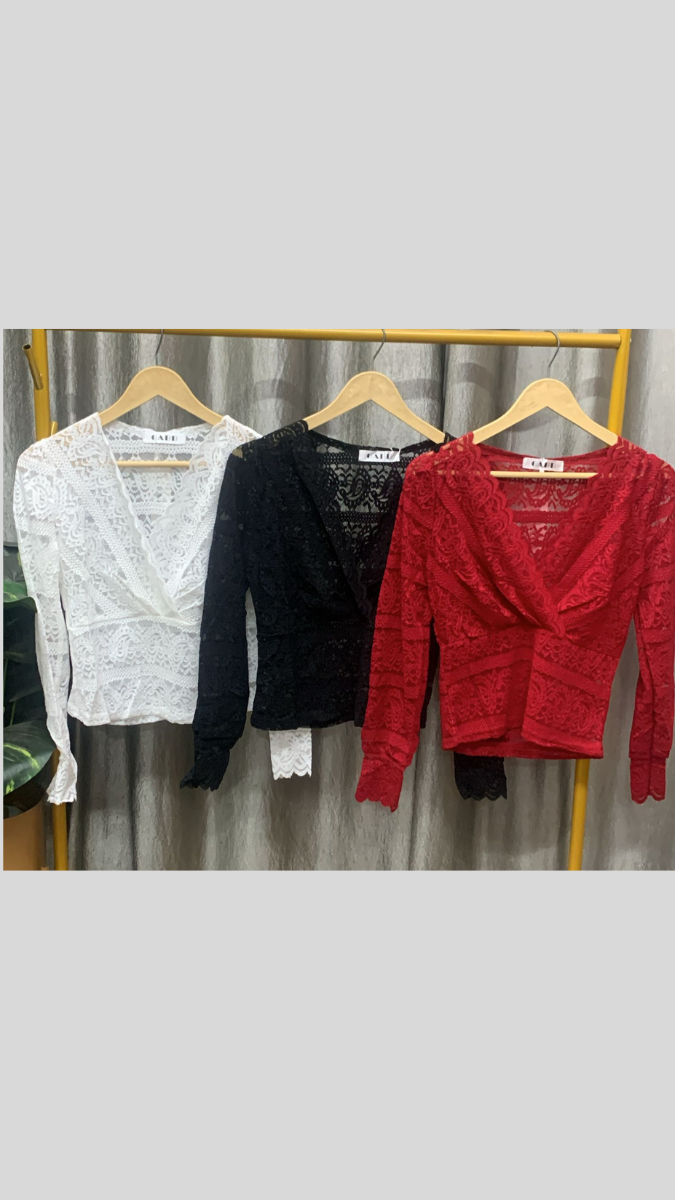 Stylish V Neck Full Sleeve Crop Top FC2378
