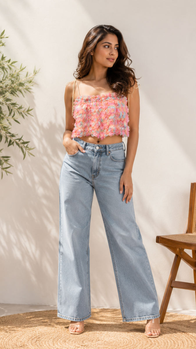 Stylish Rose Off Shoulder Crop Top FC2523