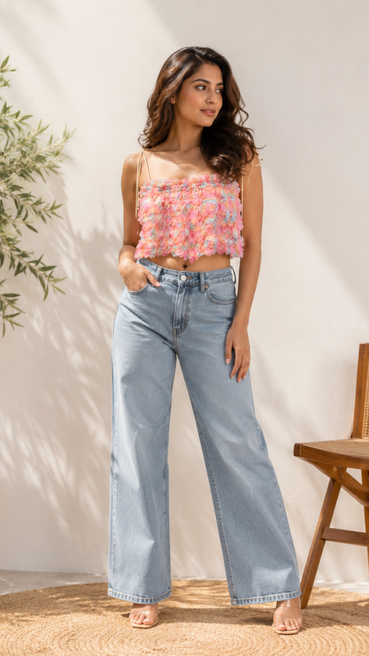 Stylish Rose Off Shoulder Crop Top FC2523