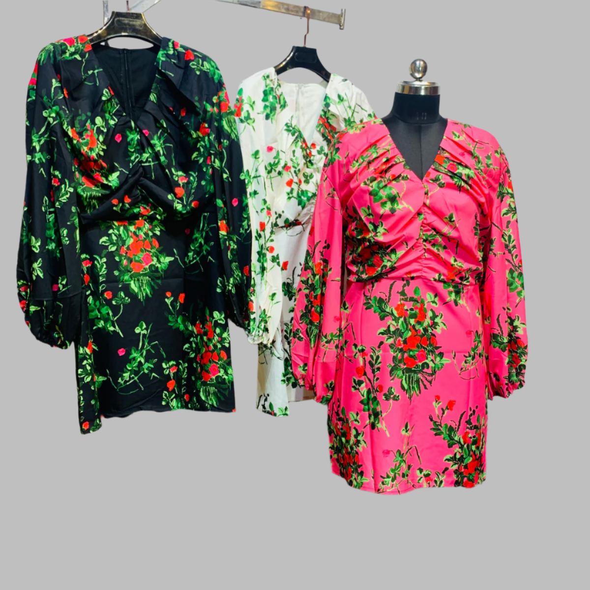 Summer V Neck Wrinkled Cotton Floral Dress