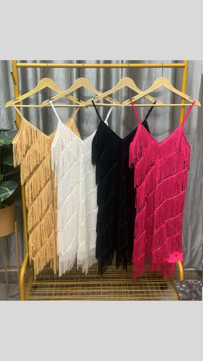 Tassel Strap Sleeve Mini Dress FC2405