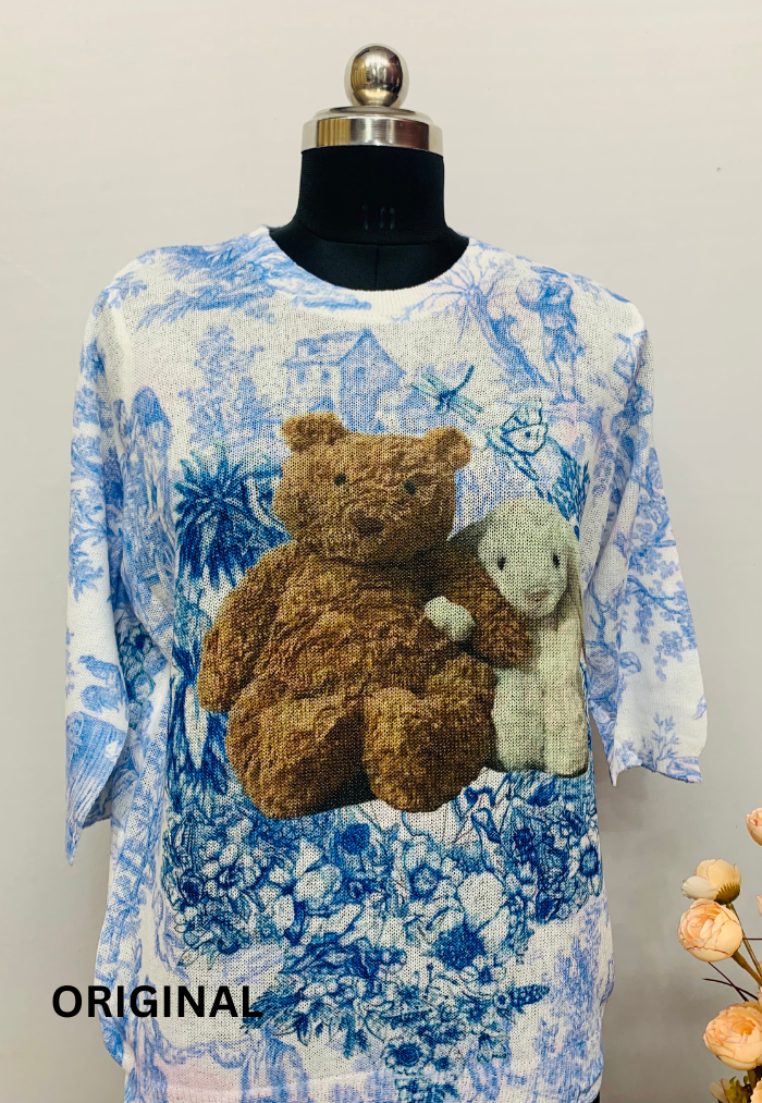 Teddy With Rabbit Printed Top