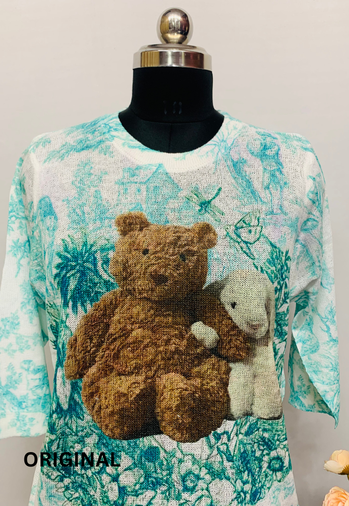 Teddy With Rabbit Printed Top