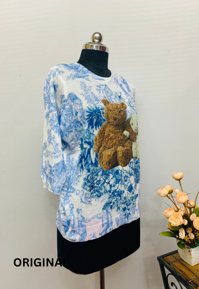 Teddy With Rabbit Printed Top