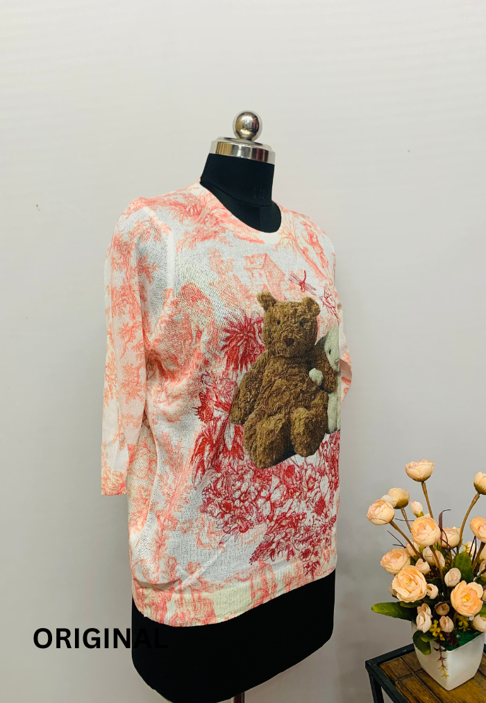 Teddy With Rabbit Printed Top