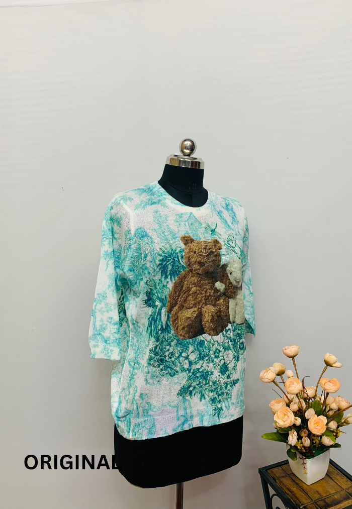 Teddy With Rabbit Printed Top