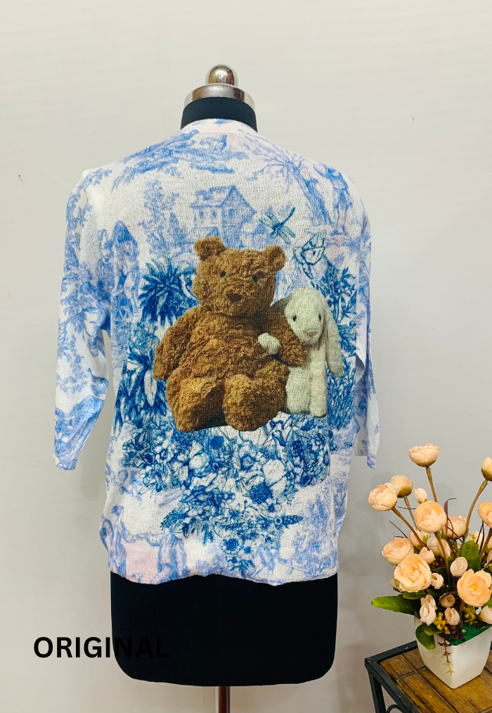 Teddy With Rabbit Printed Top