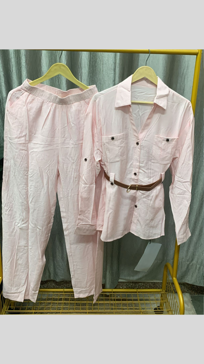 Tich Button Belted Top And Pant Coord Set FC2276