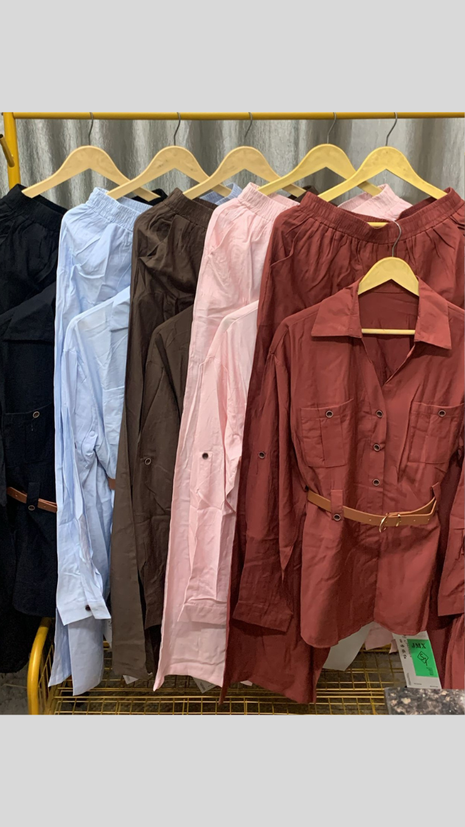 Tich Button Belted Top And Pant Coord Set FC2276