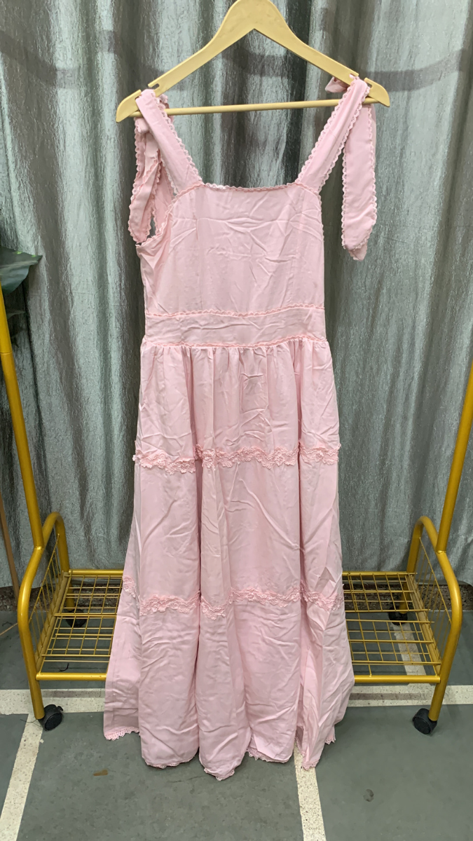 Tie Knot Sleeve Lace Designed Maxi Dress FC2512