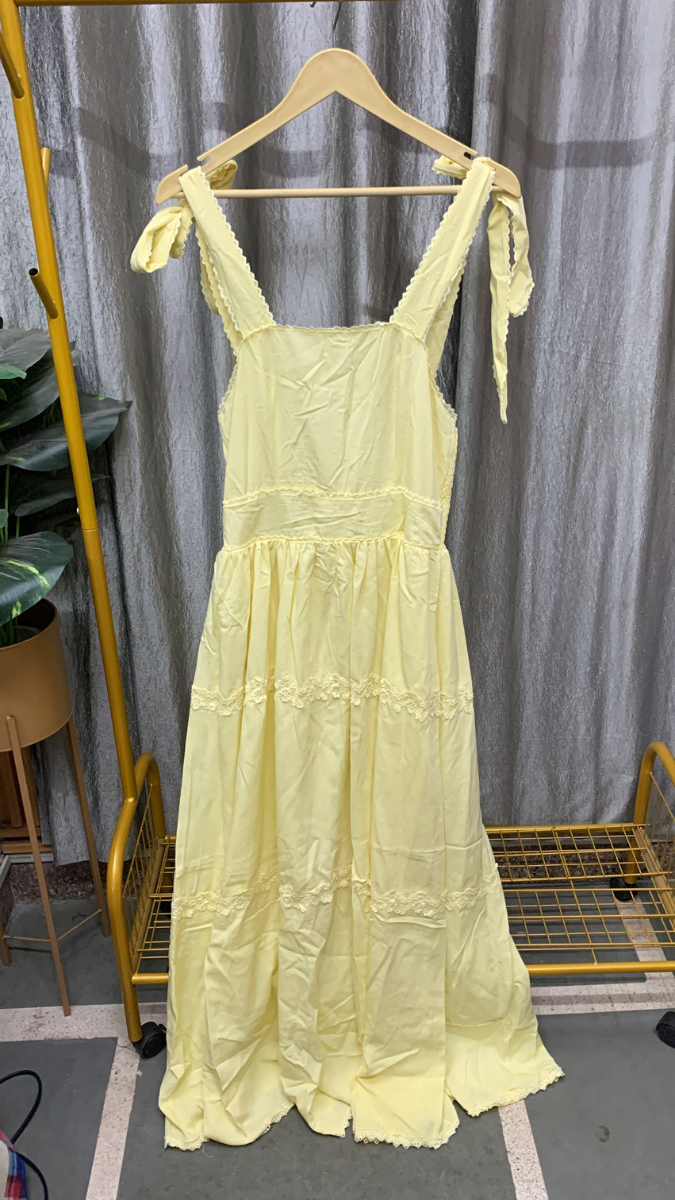 Tie Knot Sleeve Lace Designed Maxi Dress FC2512