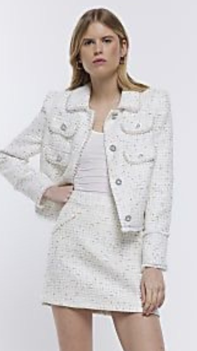 Tweed Short Blazer and Skirt Set FC1688