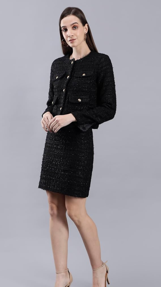 Tweed Short Blazer and Skirt Set FC1688