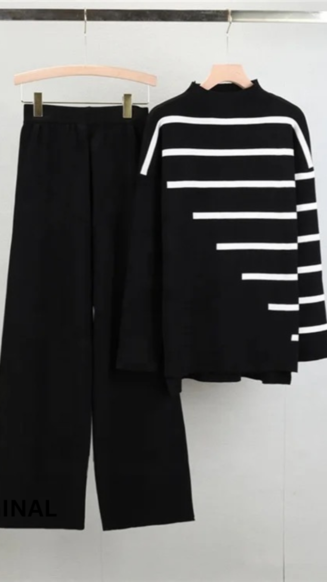 Uneven Stripe Winter Co- Ord Set FC1491