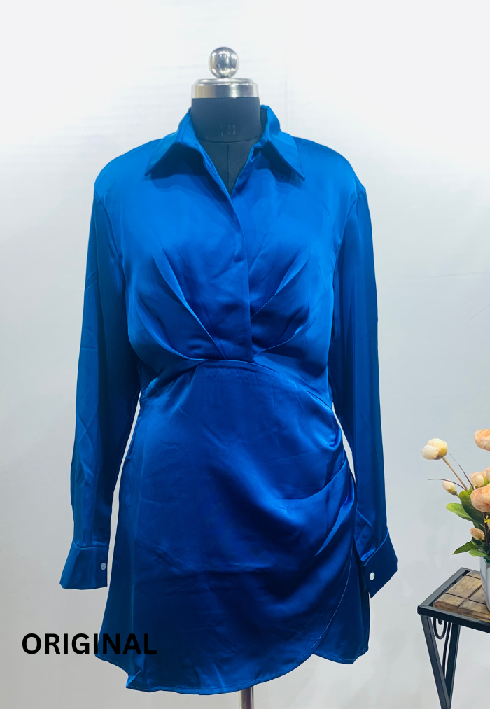 V-Neck Silk Shirt Dress