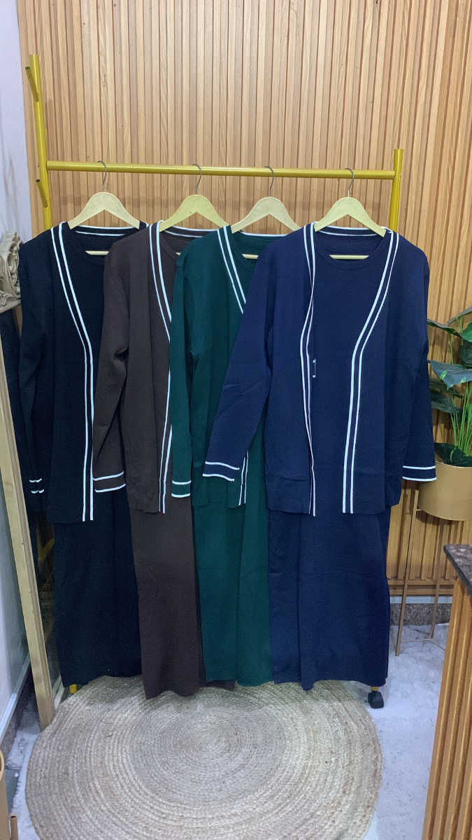 V Neck Full Sleeve Long Sweater With Round Neck And A- Line Dress FC1989