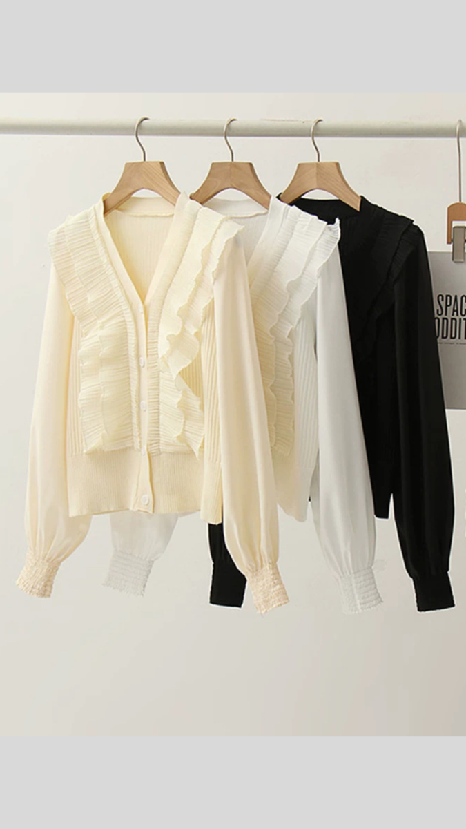 V Neck Frill Winter Top FC1476