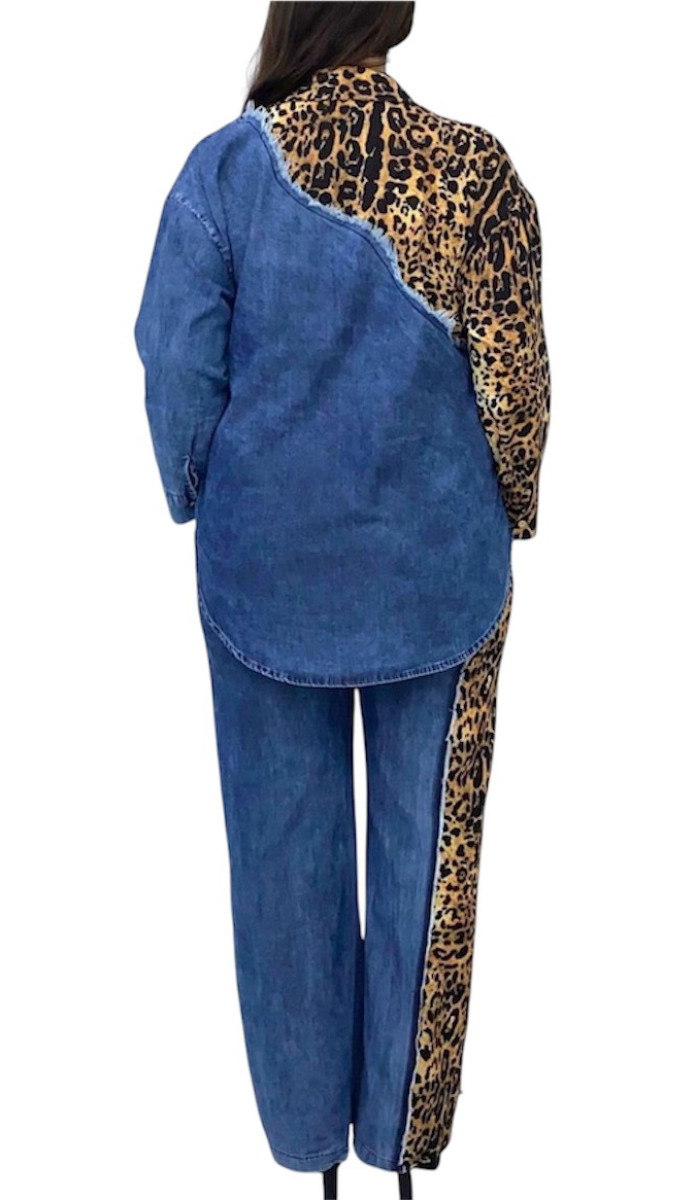 Velvet Patchwork Designed Denim Co- Ord Set FC1568