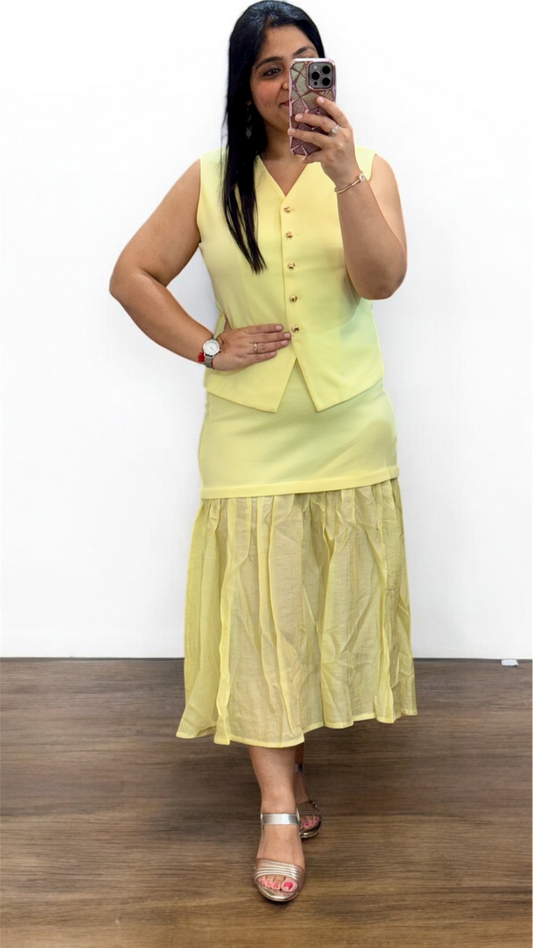 Waistcoat And Pleated Skirt Set FC1894