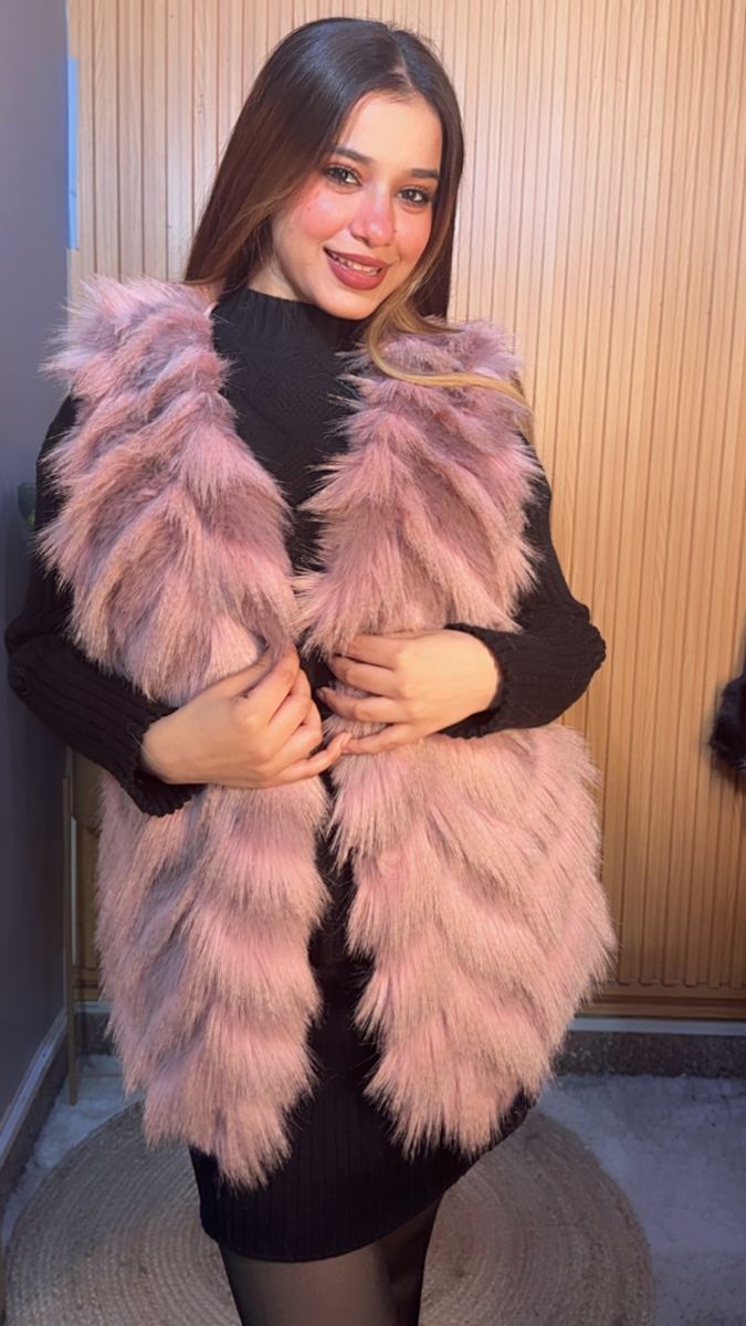 Wavy Fur Line Sleeveless Jacket FC2063