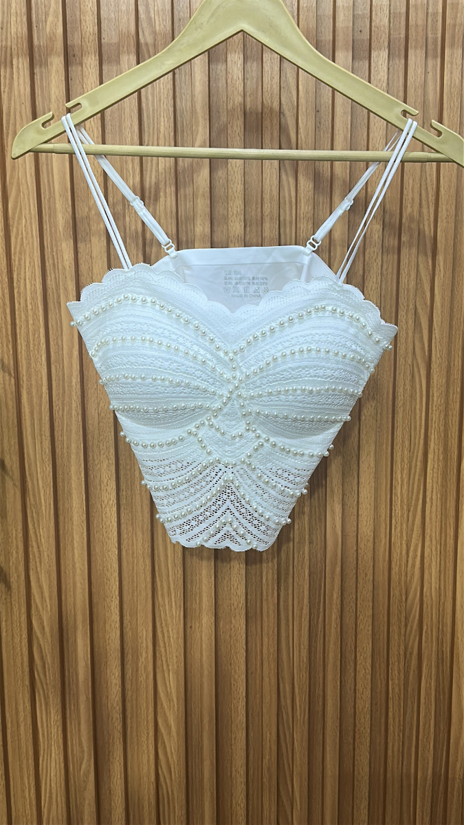 Wavy Rhinestone Strap Crop Top FC1856