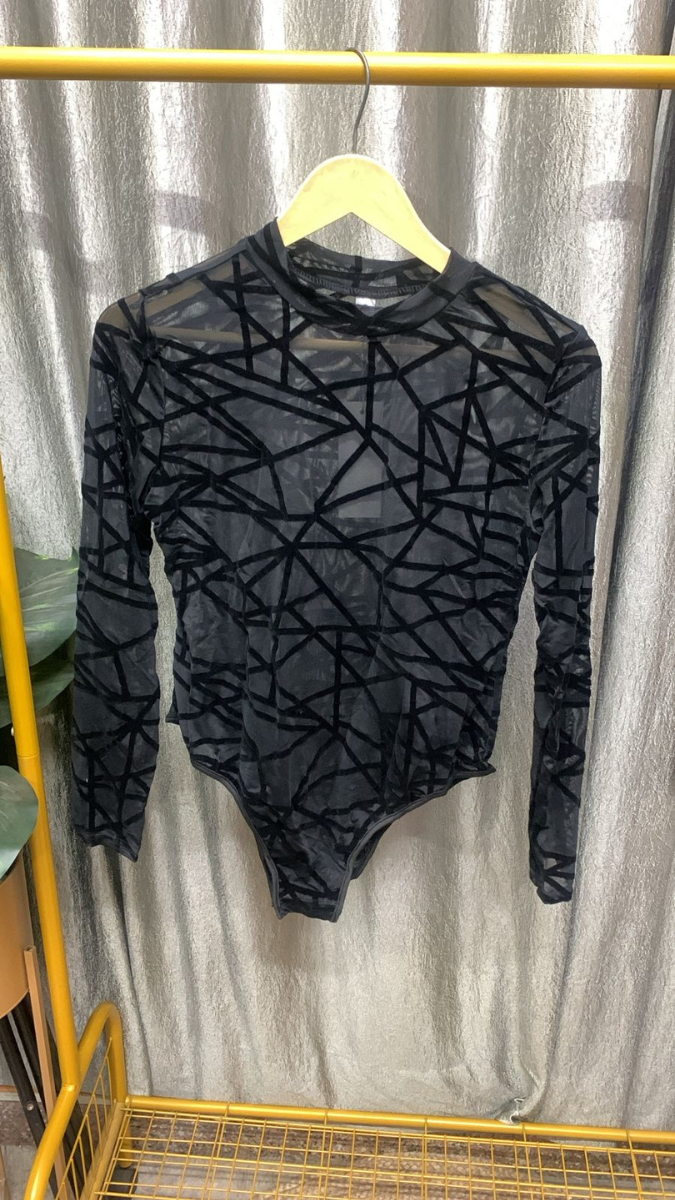 Web Designed High neck See Through Bodysuit FC2233