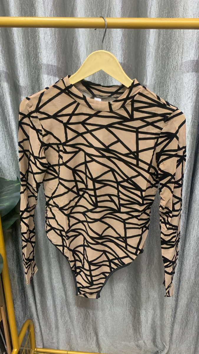 Web Designed High neck See Through Bodysuit FC2233