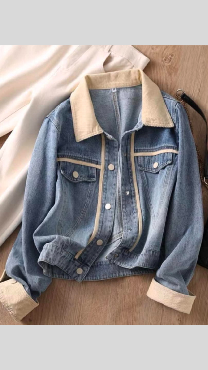 White Border Denim Jacket FC1795