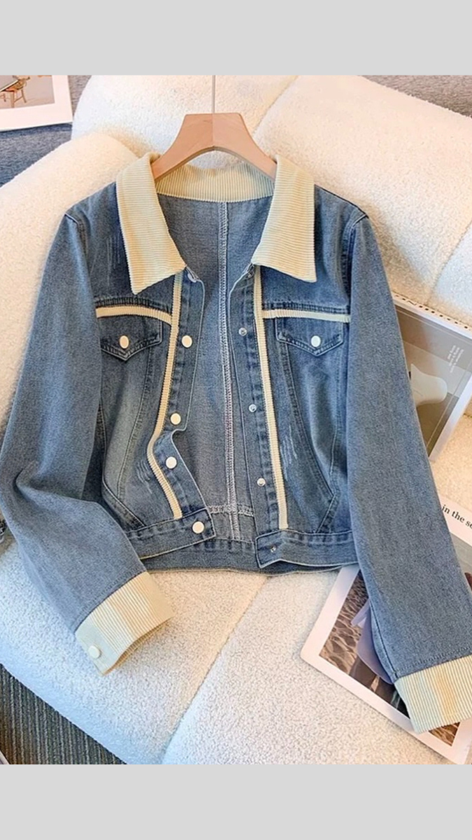 White Border Denim Jacket FC1795