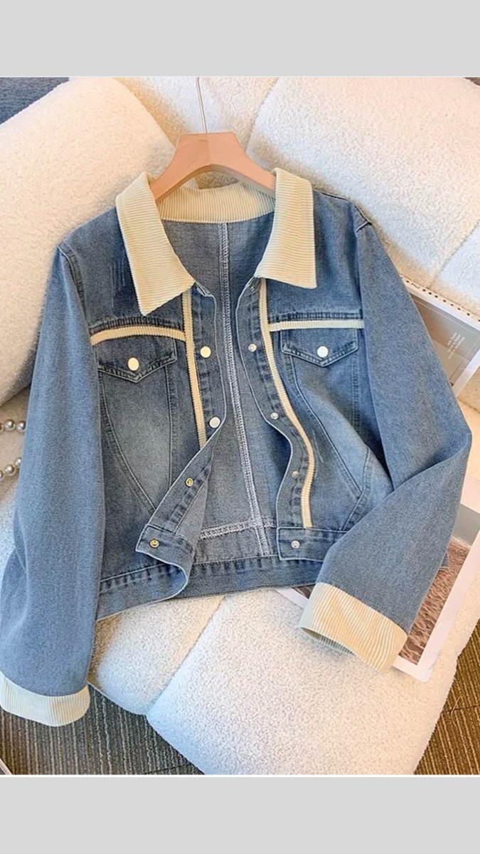 White Border Denim Jacket FC1795